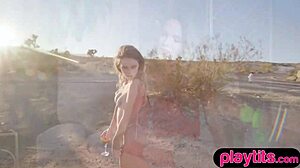 petite milf strips naked in desert