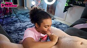 I gag on big white cock as a cute ebony teen