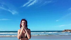 Intriguing Beach Walk With African Latina Redhead In Public Outdoor Setting