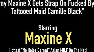 Maxine X enjoys maid Camille Black's strap-on play.