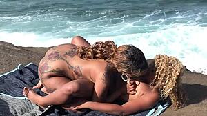 Pornstars Nina Rivera And Porsha Carrera Enjoy Lesbian Beach Sex