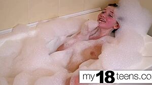 Can this redhead babe reach orgasm in the bath with closeup view?