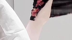 skinny japanese college girl shows legs and feet!