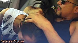 teen hitchhiker gives gagging fetish blowjob