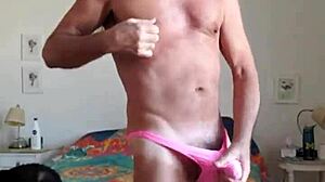 Pervy Guy Rubbing Boner Bulge In Shorts