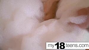 Can this redhead babe reach orgasm in the bath with closeup view?