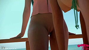 Awesome threesome fucks on Final Fantasy beach