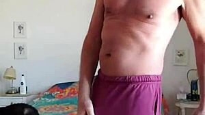 Pervy Guy Rubbing Boner Bulge In Shorts