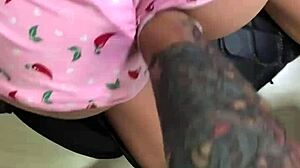 Perverted stepfather interrupts stepdaughter to satisfy low instincts with sex toy