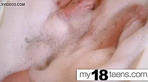 Can this redhead babe reach orgasm in the bath with closeup view?