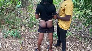 Vera takes an outdoor walk with petite charm.