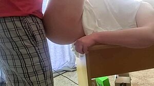 CLOSE UP OFFICE TABLE FUCK with moaning and cum on ass