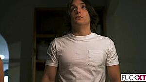 Blonde Teen Gives Stepdad Deepthroat Gift