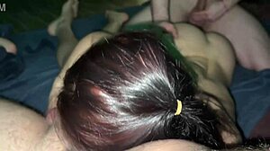 beautiful woman with sporty big ass loves sex with two cocks emotionally