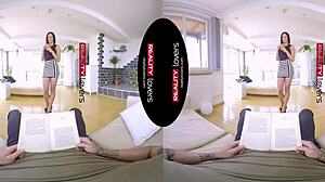 European wife in reality lovers vr gets blowjob, spooning, missionary, and cowgirl riding for attention
