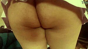 Latina secretary wife sends upskirt video without panties while doing chores.