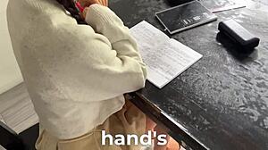 Oh my god, the Spanish teacher fucks me on the desk during class with heels on!