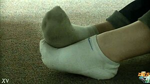Candid Hidden Shots of Dirty Socks in Sneakers