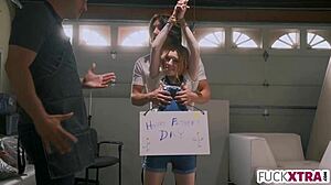 Blonde Teen Gives Stepdad Deepthroat Gift