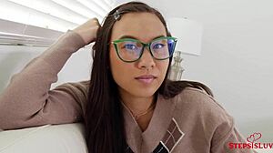 Cute Teen Stepsis Kimmy Kim In Bedroom With Jay Rock.