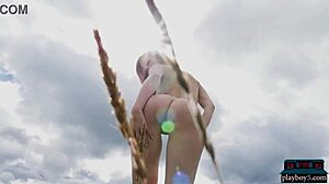 petite blonde milf from canada goes nude outdoor for playboy centerfold undressing