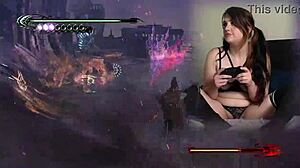 lovense gaming sexy bimbo plays bayonetta