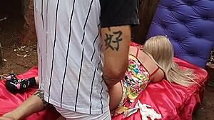 Eating the Ass of the Blonde Stepmother Sex Toy