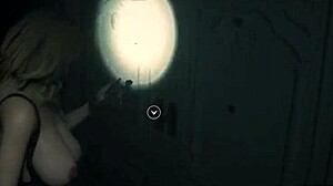 Athletic Claire Redfield in Topless Fitness Routine