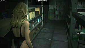 Athletic Claire Redfield in Topless Fitness Routine