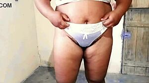 BBW wife with big ass tries thong panties from neighbor who eats her!