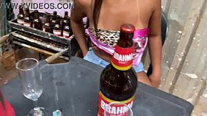 alice's first time at the bar. she sits on the old man's thick dick.