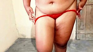 BBW wife with big ass tries thong panties from neighbor who eats her!