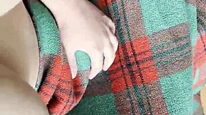 my shy neighbor with big tits does cunnilingus under the blanket, licking pussy so good.