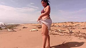 Latina Morena With Big Ass Gets Horny And Masturbates On Beach Sand And Sun
