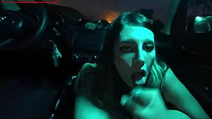 Outdoor roleplay parody with public flashing in car.