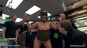 Stunning Latina gets ass fucked in public fetish scene