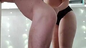 Mistress Dominates Stepbrother's Ass with Anal Licking in Kitchen