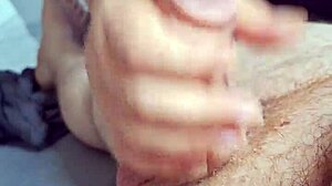 young latina stepdaughter gives handjob to stepfather when home alone