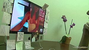 Brunette in Heels Performs Striptease at Bar, Then Gets Licked and Banged Doggystyle by Monster Cock Stud