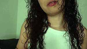 Eighteen-year-old girl gives joi with big natural tits and tattoos