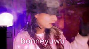 Cute petite bonneyuwu in miniskirt sucks dildo on bed for bartender's pay 😍