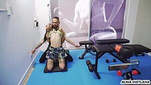 Fucking Gym Trainer With Big Cock While Others Train Behind In Intense Yoga Session