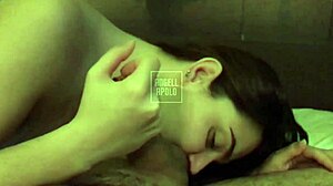 Skinny latina girlfriend gives intense blowjob in mirror