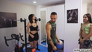 Fucking Gym Trainer With Big Cock While Others Train Behind In Intense Yoga Session