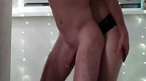 Mistress Dominates Stepbrother's Ass with Anal Licking in Kitchen