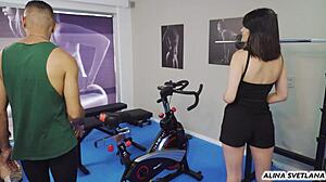 Fucking Gym Trainer With Big Cock While Others Train Behind In Intense Yoga Session