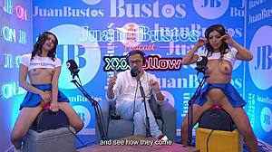 Hot Latin Stepsisters Ride Fuck Machine Together On Juanbustospodcast!