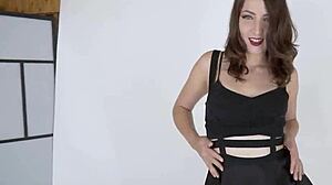 Hot Tattooed Pussy Acrobatic Fucked On Red Couch