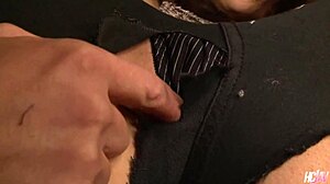 Japanese Ayaka Minamino Sucks Cock Through Ripped Jeans 😍