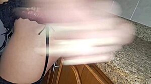 The maid gets horny cleaning the kitchen and ends up masturbating right there 😈🔥